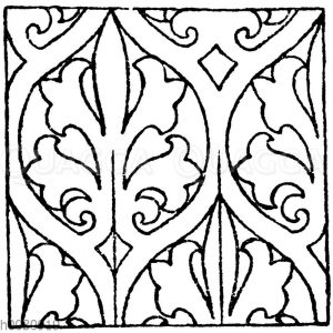 Wandmalereimuster: Schablonenmalerei von einem alten Schranke aus Brandenburg. Anfang des 15. Jahrhundert (Musterornamente)