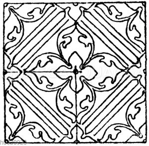 Wandmalereimuster: Schablonenmalerei von einem alten Schranke aus Brandenburg. Anfang des 15. Jahrhundert (Musterornamente)
