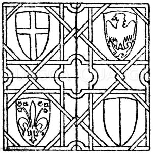 Wandmalereimuster: Wandmalerei aus dem Palazzo del Podestà in Florenz. 14. Jahrhundert (Musterornamente)