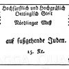 Judengeleitschein zur Nördlinger Messe