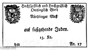 Judengeleitschein zur Nördlinger Messe