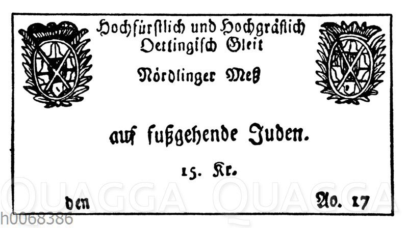 Judengeleitschein zur Nördlinger Messe