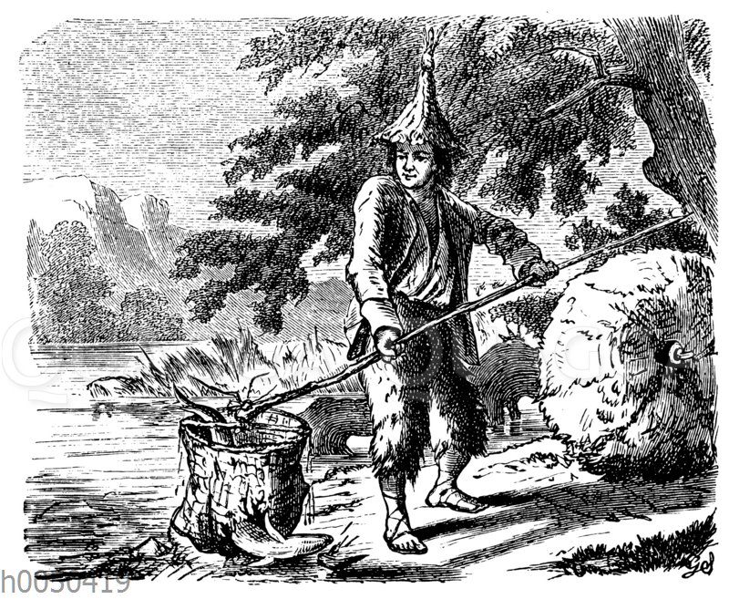Robinson Crusoe als Fischer