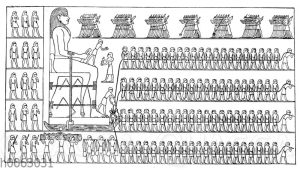 Transport des Standbildes des Dhuthotep durch die Krieger und die Stadtbewohner des Hasengaues
