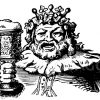 König mit einem Glas Bier