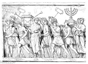 Titusbogen: Relief. Wegführung der heiligen Gefäße aus dem Tempel von Jerusalem
