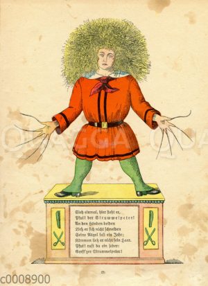 Der Struwwelpeter. Wasserfleckiges Motiv aus dem Kinderbuch