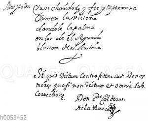 Schlusszeilen einer Calderon-Handschrift in der Münchener Staatsbibliothek