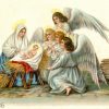 Engel an der Krippe bei Maria und Jesus