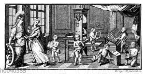 Buchdruckpresse in der Mitte des 18. Jahrhunderts