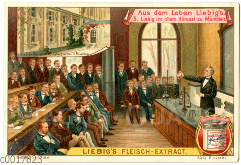 Justus Liebig lehrt im chemischen Hörsal zu München