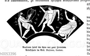 Anakreon spielt die Lyra vor zwei Freunden