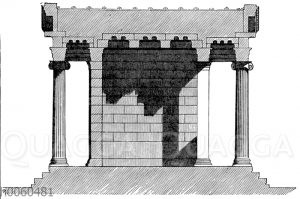 Tempel der Nike apteros zu Athen. Längsdurchschnitt