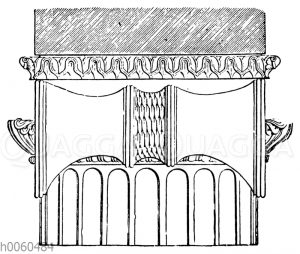 Ionisches Kapitell. Seitenansicht im Aufriss