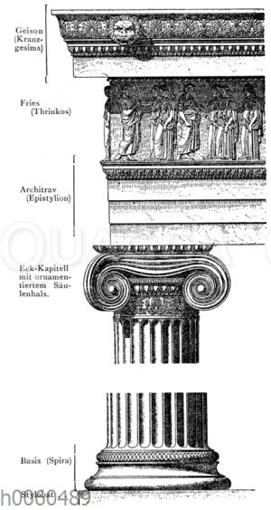 Attisch-ionische Ordnung. Nordhalle des Erechtheion