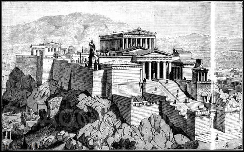 Restaurierte Ansicht der Akropolis