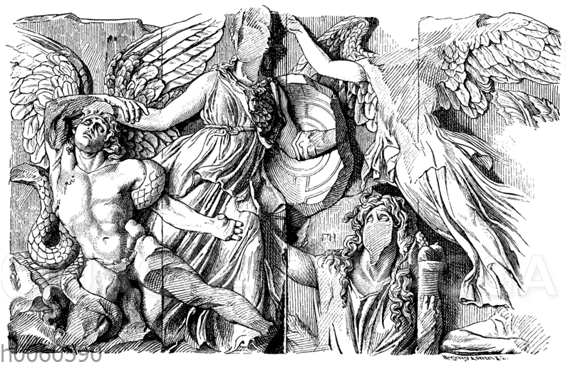 Athena-Gruppe. Relief von Pergamon