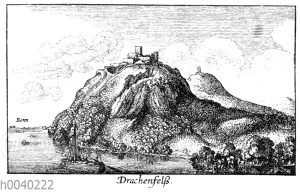 Der Drachenfels am Rhein im siebzehnten Jahrhundert. Faksimile der Radierung von Wenzel Hollar