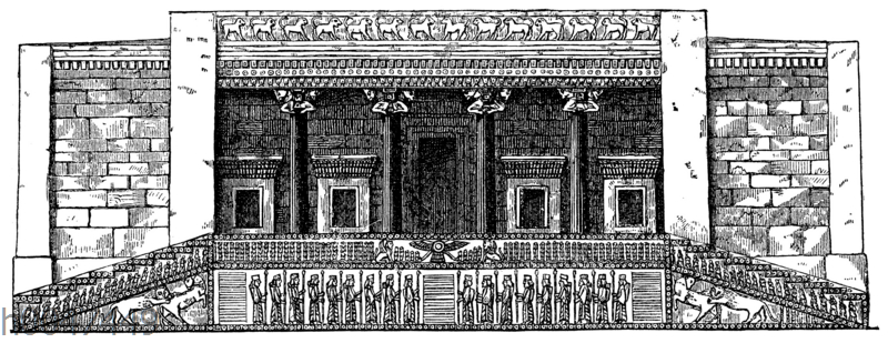 Restaurierte Südfront des Dariuspalastes in Persepolis