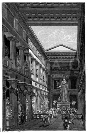 Tella des Parthenon mit dem Standbild der Athena des Pheidias. Rekonstruktion von G. Rehlender