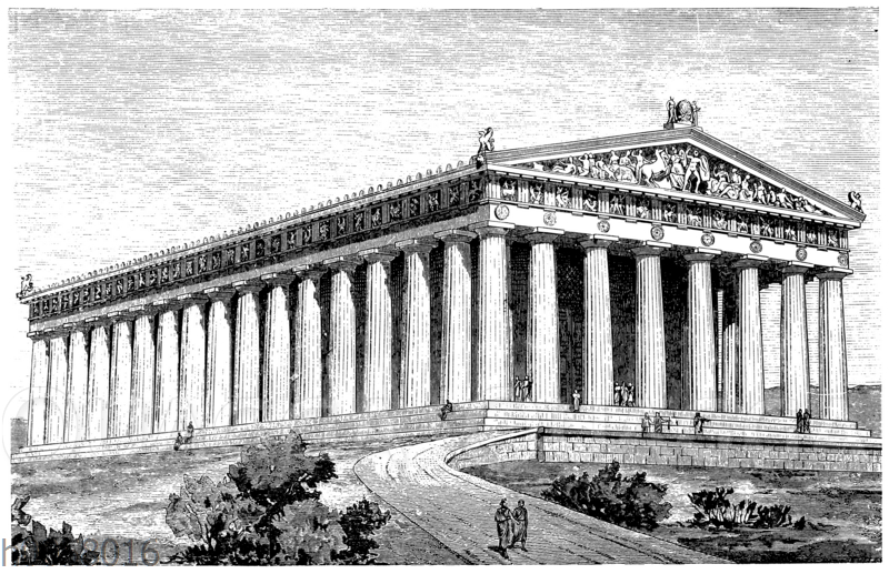 Rekonstruktion des Parthenon zur Perikleischen Zeit
