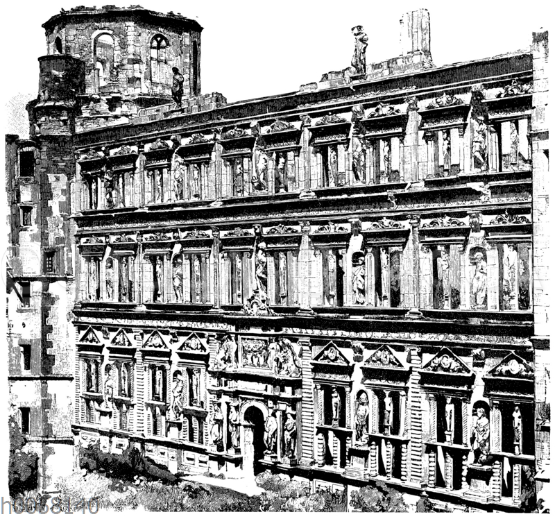 Fassade des Otto-Heinrichsbaues im Schloß zu Heidelberg