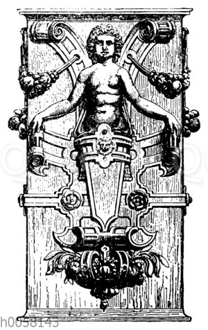 In Holz geschnitztes Ornament aus dem Dom in Mainz