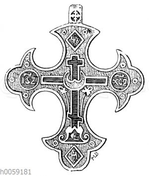 Russisches Brustkreuz der Altgläubigen (starovieri) aus der zweiten Hälfte des 17. Jahrh.