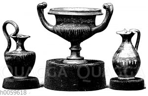 Antike schwarzgrundige Terracottagefäße