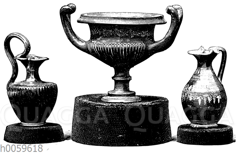 Antike schwarzgrundige Terracottagefäße