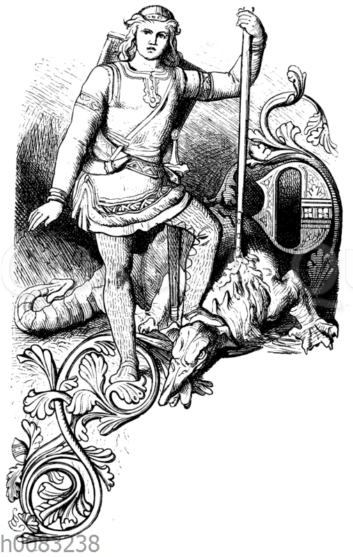 Buchstabe D mit Drachentöter