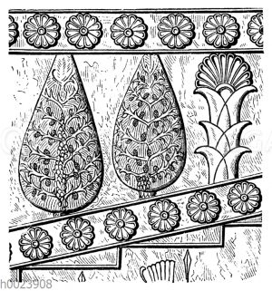 Cypressen und Palmen. Relief von Persepolis