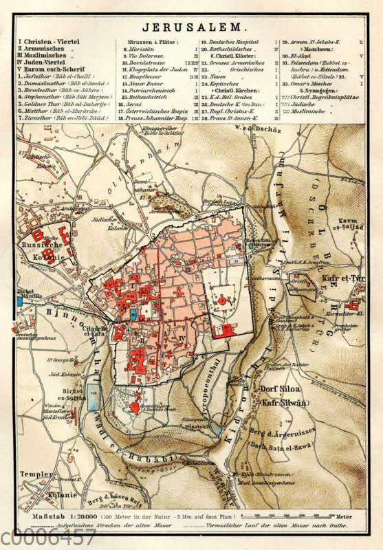 Stadtplan von Jerusalem um 1892