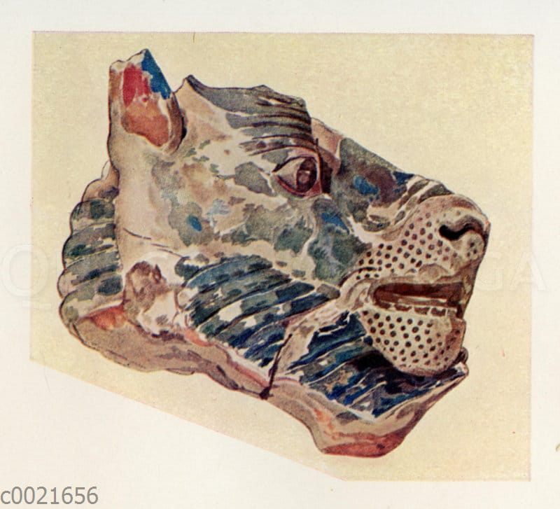 Stierkopf von einer farbigen Gruppe aus Poros