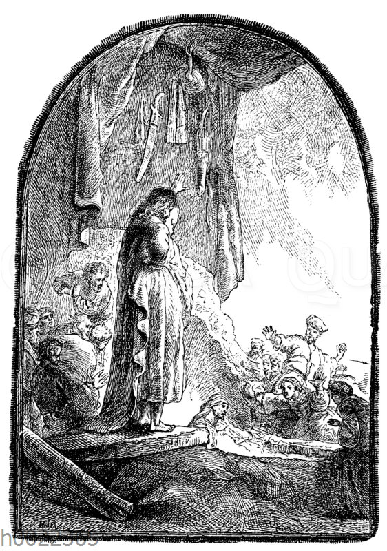 Auferstehung des Lazarus. Nach Rembrandt