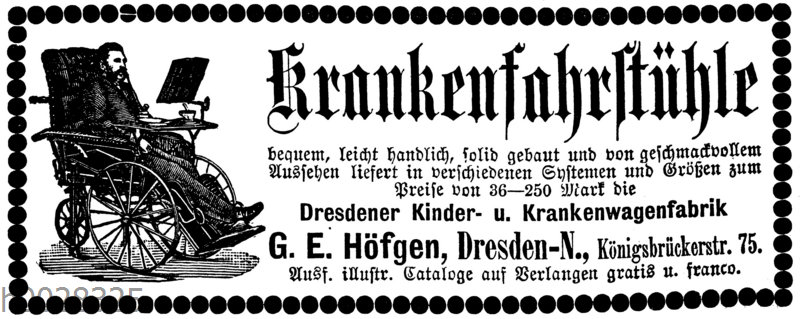 Werbeanzeige für Rollstühle