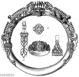 Goldener Armring und Fingerring aus dem Grabhügel bei Rodenbach