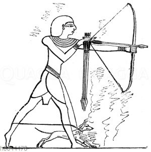 Ägyptischer Jäger mit Bogen und Pfeilen