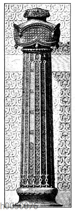 Eherne Säule von der Front des Tempels. Nach Chipiez' Rekonstruktion