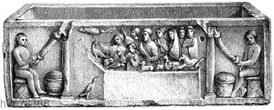 Sarkophag mit einer Darstellung der Arche Noah. Trier