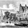 Kanal und Straße in Alkmar. (Bild einer altholländischen Stadt.)