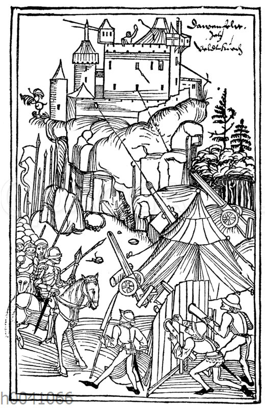 Beschießung einer Felsburg im 15. Jahrhundert
