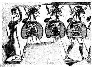 Ausziehende Krieger von einer mykenischen Vase