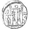 Apollon als Pythontöter. Münze von Kroton