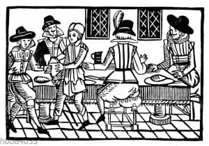 Londoner Taverne in der Mitte des 17. Jahrhunderts