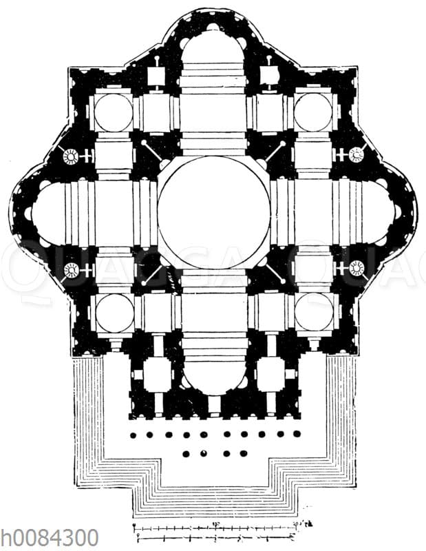 Michelangelos Grundriß der Peterskirche