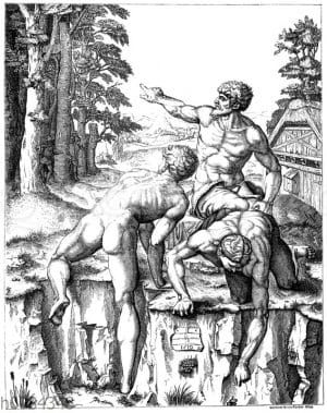 Gruppe aus dem Karton der badenden Soldaten. Von Michelangelo