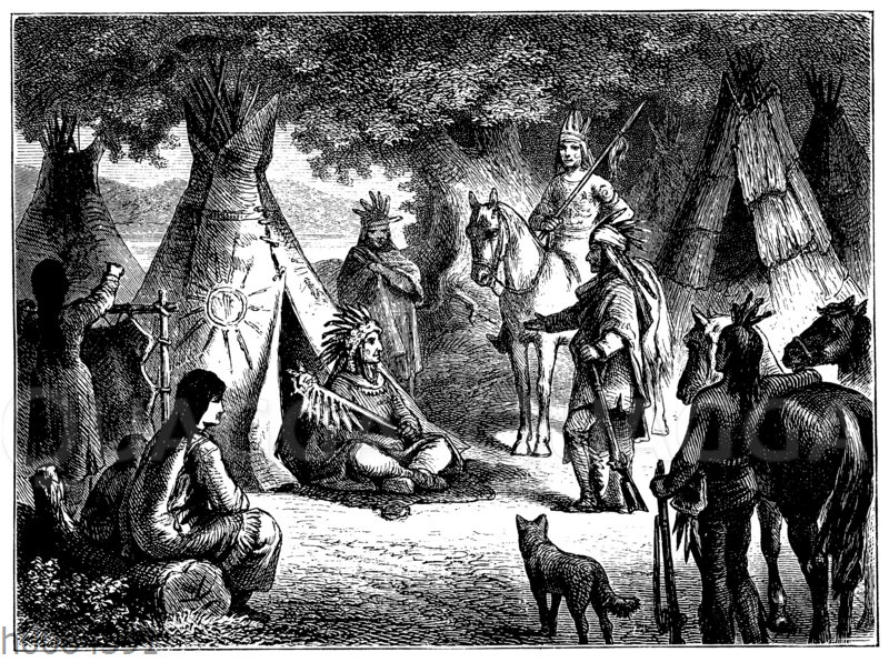 Zeltlager nordamerikanischer Indianer