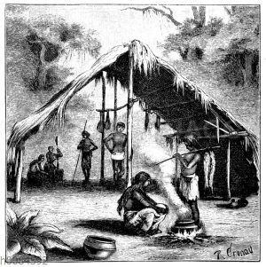 Hütte von Eingeborenen am oberen Amazonenstrom