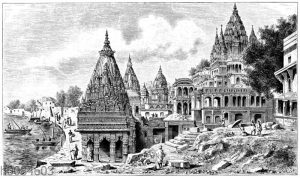 Altindische Tempel in Benares am Ganges